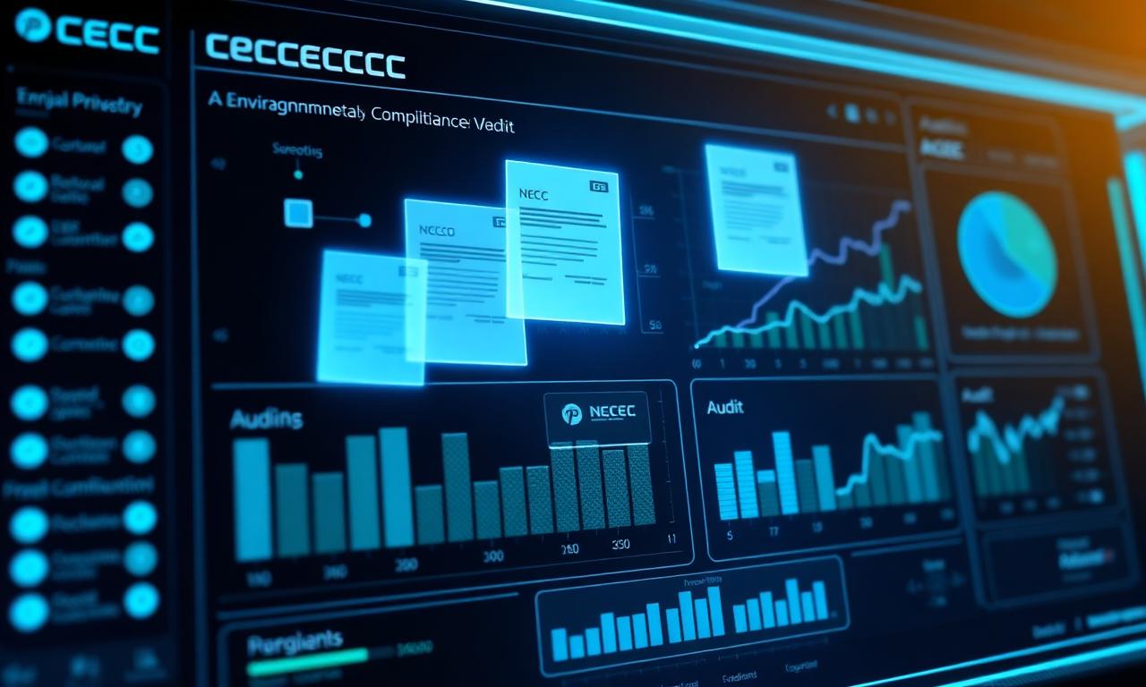 Environmental compliance dashboard with NCEC audit reports and KPI charts