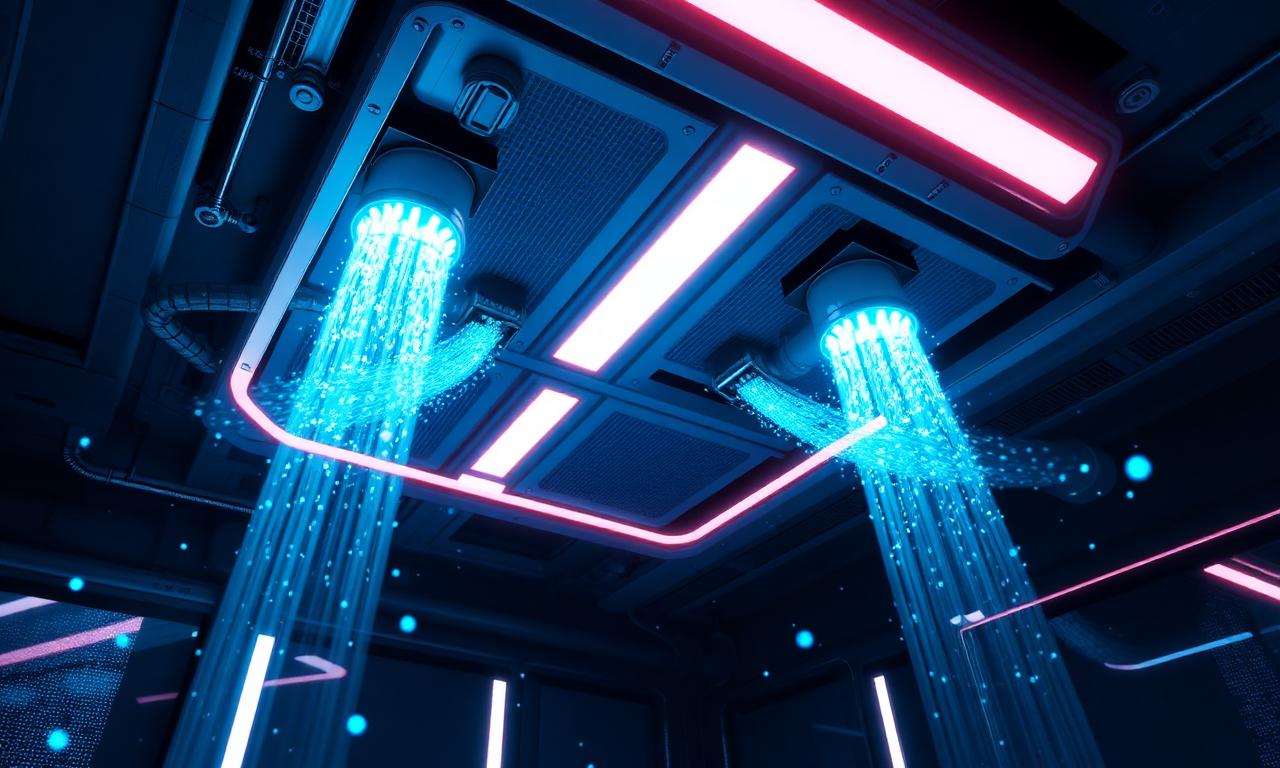 HVAC system with UV-C disinfection and HEPA filtration purifying indoor air